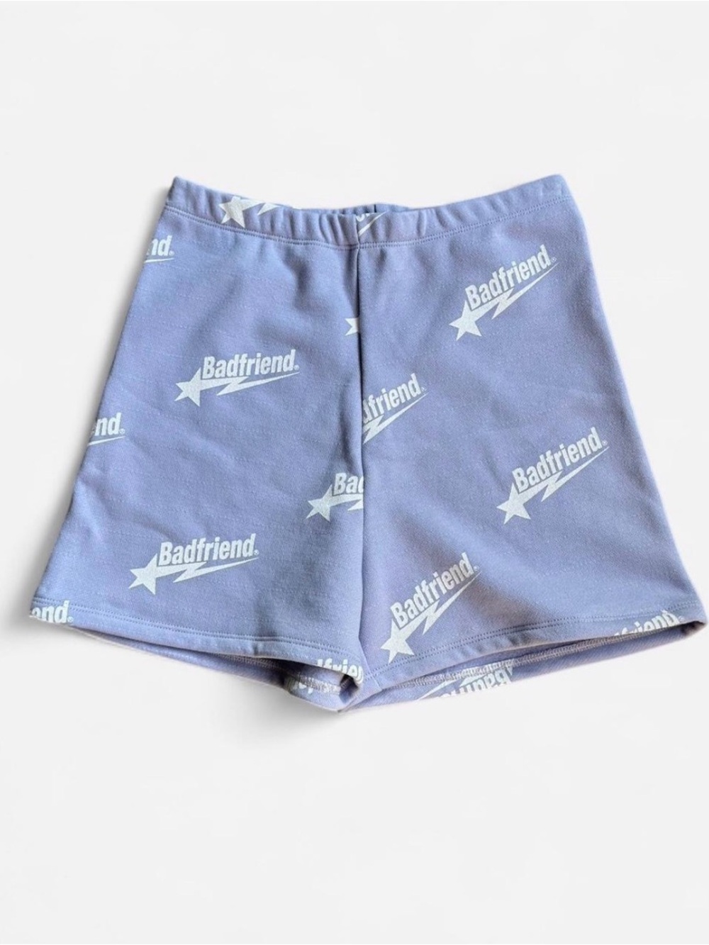 BADFRIEND STAR LOGO WOMENS PURPLE ALLOVER PRINT P.E. SWEAT SHORTS XS